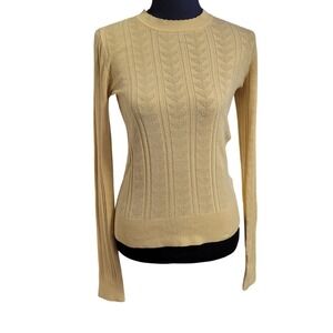 Butter Yellow Sweater Size 6 Pointelle Knit Long Sleeve Dainty Balletcore Pastel